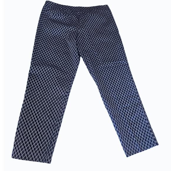 Donna Ricco New York Crop Pants Size 12- BLUE/WHITE - Picture 2 of 9